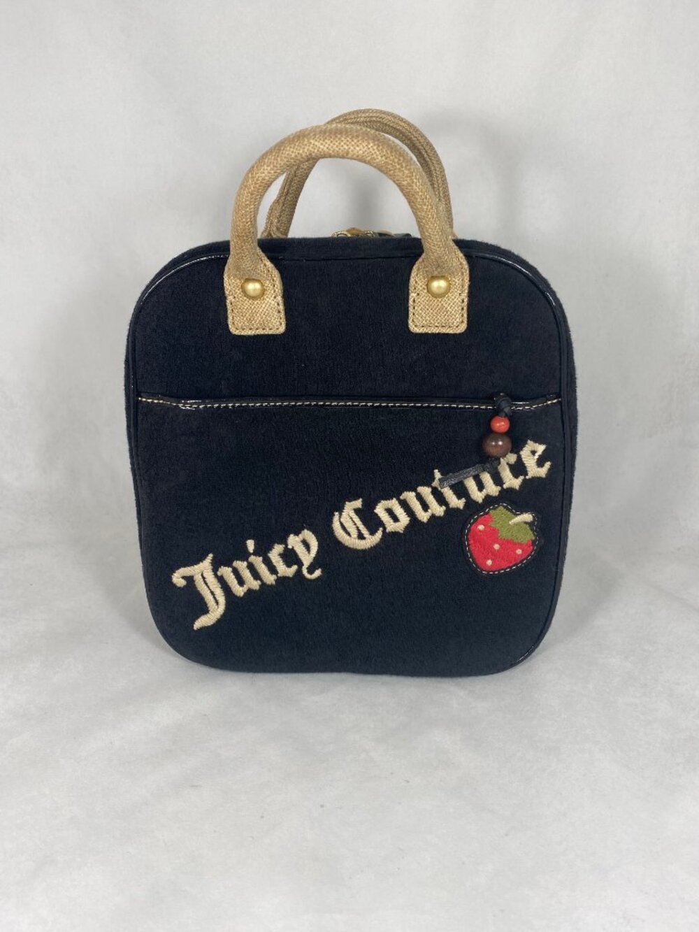 Juicy Couture Strawberry Fields Vintage Y2K Terry Cosmetic Makeup Case Rare Blac